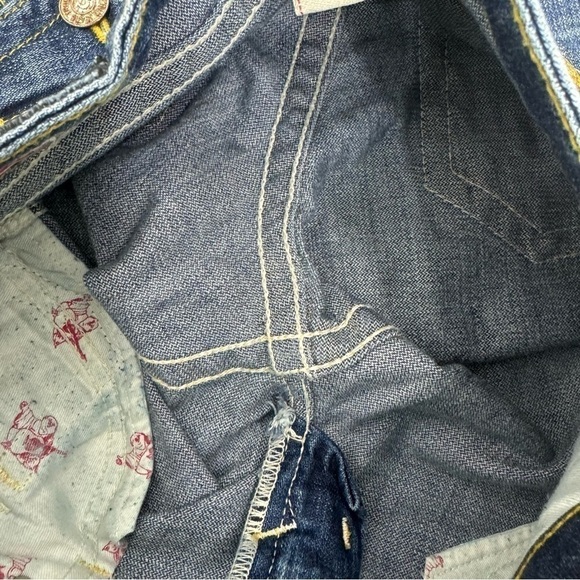 True Religion Signature Boot 26 Medium Dark Denim Distressed Pocket Vintage Y2K - Picture 6 of 13